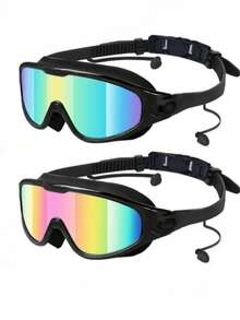1 Pair Wide-View Anti-Fog UV Protection Swimming Goggles, Leak-Proof For Adults & Teens, Summer Pool Accessory Gift - Multicolor Combination Pack - View 4