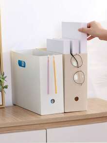 Vertical File Holder,Multi-Color Available, Foldable Thick Waterproof Paper Document Organizer Bin With Handle, Space Saving A4 Magazine Storage Rack For Office Desk Student Study Home - Multicolor - View 5