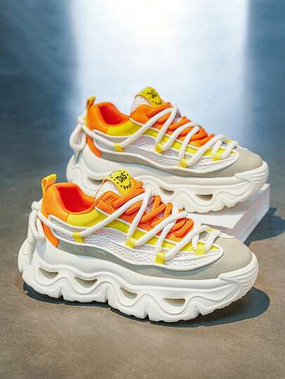 2026 New Men's Thick Sole High Heel Increase Height 7CM Casual Retro Chunky Sneakers, Fashion Sneakers For Running, Lightweight Breathable Outdoor Walking