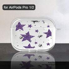 1pc UV Printed Purple Star Pattern Apple Earphone Case, Compatible With 1/2/3/4/Pro/Pro2/Pro3 Earphones, Minimalist & Fashionable Design, Suitable As Gift For Students, Office Workers, And Professionals - Clear - View 7