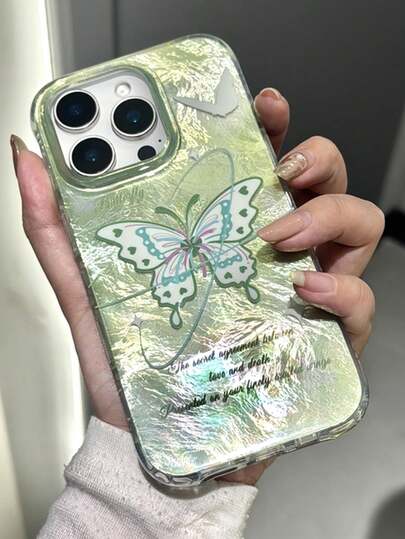 1 pièce, Suiveur de téléphone portable papillon Ins, cadeau de la Saint-Valentin/anniversaire/fête des mères/Pâques pour la famille/l'ami/la sœur/la petite amie, compatible avec iPhone17, iPhone17 Pro Max/iPhone16 Pro Max/iPhone15 Pro/iPhone14, iPhone13/12/11