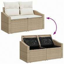 vidaXL Gartensofa-Set Mit Speicher 6 Pcs Beige Und Creme Poly-Rattan - Beige - Voir 10