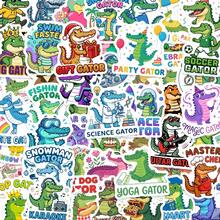 50pcs Cartoon Crocodile Funny Stickers, Waterproof Creative Stickers For Decorating Planners, Skateboards, Notebooks And Water Bottles - 50 Cartoon Crocodile Fun Stickers - View 3
