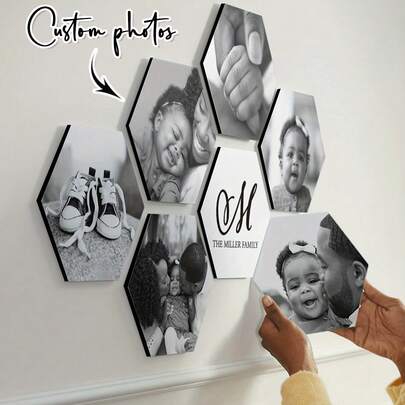 1/2/3/4/5/6/8/9/10pcs Customized Hexagon Photo Printed PVC Plastic Boards, Retro Style. Multiple Filters Available. Suitable For Living Room, Bedroom, Office, Wedding, School, Graduation And Travel Memories. Fashionable Photo Frame Art And Memory Wall Art. Easy Installation, No Power Required. Unique Creative Gift, Indoor Decor Memorabilia.