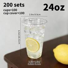 200 Sets Of 12-Ounce/16-Ounce/20-Ounce/24-Ounce Transparent Plastic Cups, With Non-Suction Drinking Lids, Durable And Leak-Proof, Suitable For Iced Coffee, Smoothies, Milkshakes. Ideal For Easter, Weddings, Outdoor Camping, Party Supplies. - White - View 13