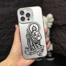 SHENGユダ・タデオデザインプリントケース  16 Pro Max対応 14 15 16 Plus 11-15 Pro Max対応 ダブルカラーソフトバックハードエッジ独立ボタン 友人へのプレゼントに最适 - ホワイト - チェックする 3