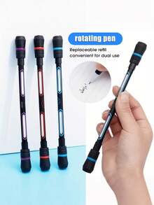 1 set - Bolígrafos giratorios famosos en internet, entrenamiento manual flexible, bolígrafo para estudiantes principiantes, bolígrafo antiestrés, antideslizante y antideslizante con función de escritura - Lápiz giratorio equilibrado, bolígrafo de escritura creativa, artículos de papelería - Redondo - Ver 5