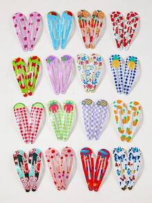 30pcs/Set Girls Colorful Dopamine Print Fruit/Tropical/Flamingo Drip Enamel Cute Princess BB Hair Clips, Suitable For Daily Use - Multicolor - View 3