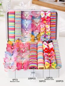 266pcs Colorful Rhinestone Butterfly Minimalist Basic Butterfly Hair Clips, Cute Princess Hair Ties, Elastic & Durable Hair Accessories, Suitable For Daily Use - Multicolor - View 9