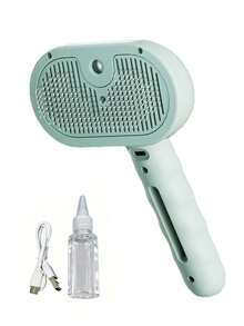 四合一蒸汽猫狗刷，高效清洁蒸汽猫刷，深度清洁除毛，轻松去除宠物毛发，使用方便，带释放按钮，自清洁金属宠物喷雾刷带手柄，宠物美容刷，猫咪蒸汽刷，USB充电猫刷，漂浮式除毛刷，宠物护理电动喷雾按摩器，适用于猫狗，去除打结和松散的毛发 - 彩色 - 查看 9