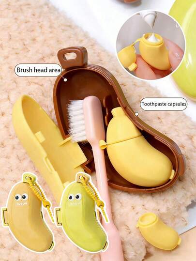 Bộ 2 hộp đựng bàn chải đánh răng hình quả chuối kiêm hộp đựng du lịch, bộ mini 2 trong 1 bảo vệ và cất giữ bàn chải đánh răng với hộp đựng kem đánh răng bằng silicon tích hợp, có dây, dễ thoát nước, thích hợp cho du lịch công tác, khách sạn, sinh viên, phòng ngủ, đồ dùng vệ sinh cá nhân di động, dễ cất giữ và mang theo, thích hợp cho sinh viên và các cặp đôi.