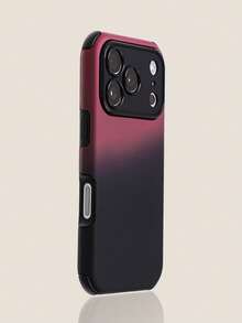 1pc Cute Gradient Color Anti-Drop Phone Case Compatible With Iphone 18 Pro Max 17 Pro Max AIR 16 15 14 13 12 11 Pro Max Plus Skin-Feel Lens Protection Soft Silicone Cover - Reddish Black - View 3