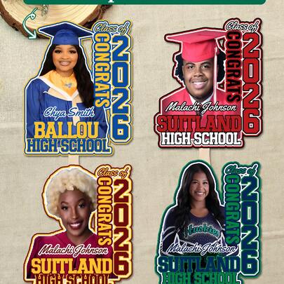 1 pieza Abanicos personalizados con foto y nombre 2026, Abanicos personalizados de graduación, Recortes de cabeza personalizados en un palo, Señales de utilería de graduación, Material de placa hueca