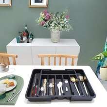 1pc-Adjustable Easy-To-Install Storage Tray, Kitchen Multi-Functional Utensil Storage Drawer Tray, Used For Storing Knives, Forks, Spoons And Whisks, Kitchen Supplies (Random Color) - Multicolor - View 6