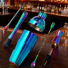 Set Shaker Boston Profesional 6 Buah, Set Shaker Koktail Stainless Steel Berbobot 25oz, Cocok untuk Bartender, Shaker Bar Baja, Alat Bar Penting - MultiWarna - View 3