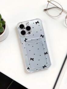 1 chiếc ốp lưng điện thoại trong suốt chống rơi có túi khí và khe đựng thẻ, họa tiết chấm bi đen và nơ độc đáo, tương thích với Apple 17 Promax, 17 Air, 17 Pro, 17, 16 Promax, 16 Plus, 16 Pro, 16, 15 Promax, 15 Plus, 15 Pro, 15, 14 Promax, 14 Plus, 14 Pro, 14, 13 Promax, 13 Pro, 13, 12 Promax, 12 Pro, 11 Promax, 11 Pro, 11, XSMAX, XR, X/XS, 7 Plus, 8 Plus/Galaxy S21, S22, S23, S24, S25, S26 - Trong sáng - Xem 1