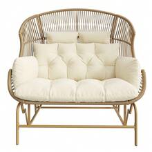 Garden Rocking Chair For Two Patio Hanging Chair Outdoor Swing Egg Chair Rocking Chair Garden Swing Porch Swing For The Garden Balcony Or Terrace Beige - Beige + PE Rattan+Iron+Waterproof Fabric - View 9