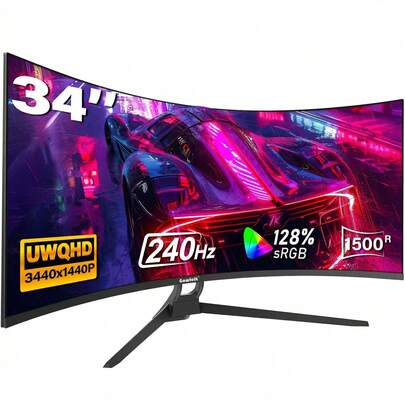 GAWFOLK 34" 4K 240Hz Curved Gaming Monitor | 1500R Immersive Screen, 1ms Response Time, AMD FreeSync Premium & HDR400 | Ultra-WQHD 3440x1440 Computer Monitor For PC Gaming, Home Office, And Cinematic Entertainment | Low Blue Light & Flicker-Free Technology For All-Day Comfort | The Ultimate Holiday Gift To Elevate Any Gaming PC Setup [Monitor, Monitor Gaming, PC Gaming, TV Alternative]
