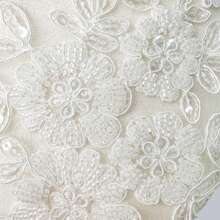 1 par de apliques de flor con cuentas y lentejuelas blancas solubles en agua, accesorio decorativo para el escote de vestidos de novia DIY - parche de tela - Ver 7