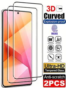 Android Phone Screen Protector 2pcs 3D Curved Ultra HD Tempered Glass Film 9H Hardness Explosion-Proof Scratch Resistant Phone Screen Protector Compatible With Motorola/One Plus/Compatible With Tecno Various Curved Surface Models With Smooth Touch Automatic Adsorption Support Fingerprint Recognition Friendly Shell Mother's Day Gift - Clear - View 27