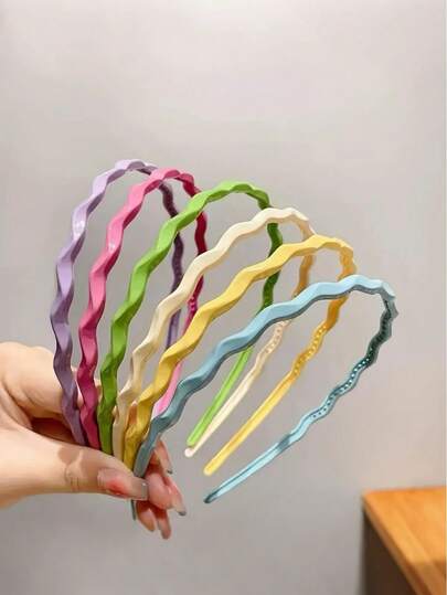 6条新款夏季糖果色波浪发带，甜美优雅的细发饰，非常适合户外佩戴，增添青春气息，也适合洗脸时使用。