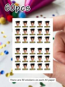 Custom Graduation Temporary Tattoo Stickers, Personalized Photo Design, Fun Celebration Style Graduation Tattoos For Party Favors Decor, Customized Name Face Tattoo Decal Keepsake Gift, Customizable Text Grad Party Favor For Friends Classmates Family Graduation Season - Multicolor - View 16