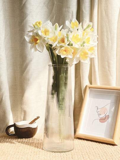 1/4 Pcs, 44cm Length, Artificial Daffodil Flowers, White, Bendable To Any Shape And Posture, Suitable For Home, Wedding, Party Vase Decor, Realistic Seasonal Flowers For Living Room Tabletop Vase Decoration, Wedding Bouquet Filler, Minimalist Home Vase Decor, Bohemian Seasonal Decoration, Wedding Centerpiece, Applicable For Home Living Room