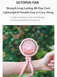 Octopus Baby Stroller Fan With Flexible Legs, 3 Speed USB Rechargeable Portable Fan, 360° Adjustable & Foldable Hands-Free Desk Fan, Low Noise With Night Light For Travel, Camping, Treadmill, Golf Cart, Office, Indoor & Outdoor Use - #黑色 - 查看 4