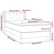 vidaXL Boxspringbett Mit Matratze Schwarz 100x200 Cm Stoff - Black - View 7