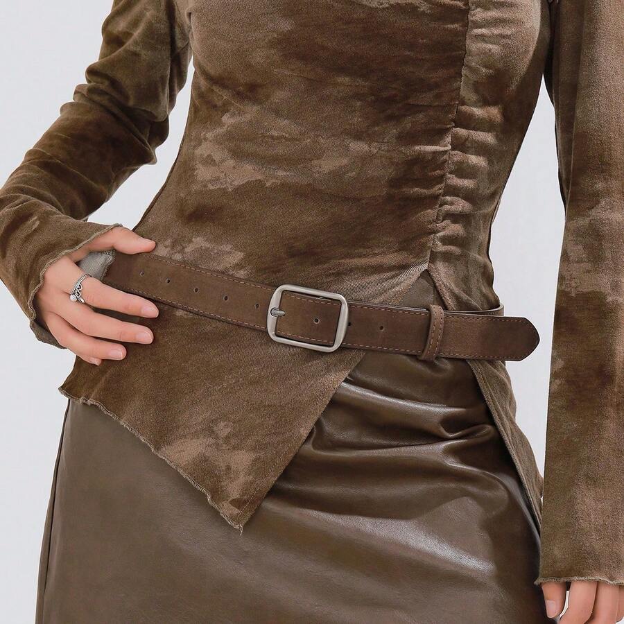 1 chiếc thắt lưng nữ họa tiết hình thoi kiểu retro bằng chất liệu PU (Polyurethane), phù hợp cho mọi mùa. - Nhiều màu - Xem 1