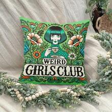 1PC Monster Girl Club, Holiday Themed Cushion Cover With Hidden Zipper, Suitable For Sofas, Living Rooms, Offices, Home Decor - Machine Washable (Double-Sided Printing, Without Pillow Core) - Multicolor - View 2