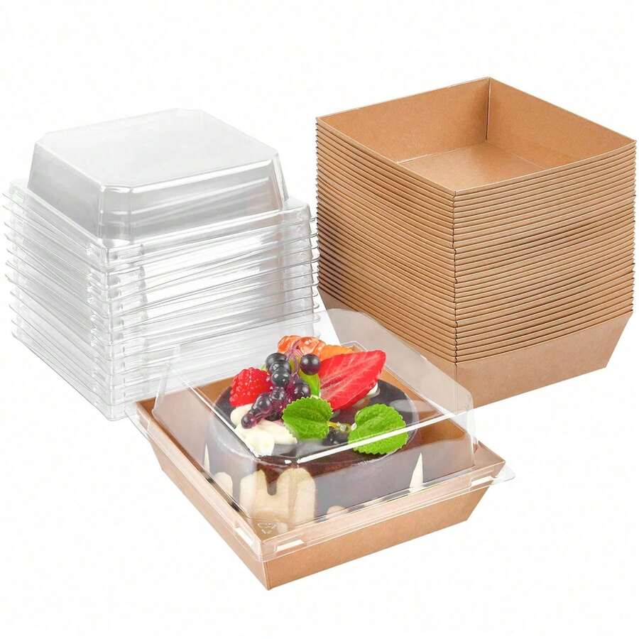 10/5/1个透明盖食品容器 - 适用于烘焙食品、巧克力覆盆子、纸杯蛋糕、馅饼、零食和马卡龙,非常适合节日派对和聚会 - 查看 1