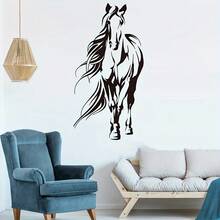 1pc2D Black Horse Silhouette Wall Stickers, Peel And Stick Modern Horse Wall Art, Aesthetic Bedroom Living Room Decor - Simple Wall Stickers - View 2