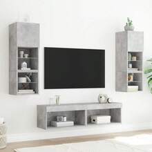 vidaXL TV-Schrank mit LED-Leuchten Betongrau 60x30x30 cm - Gris - Voir 4