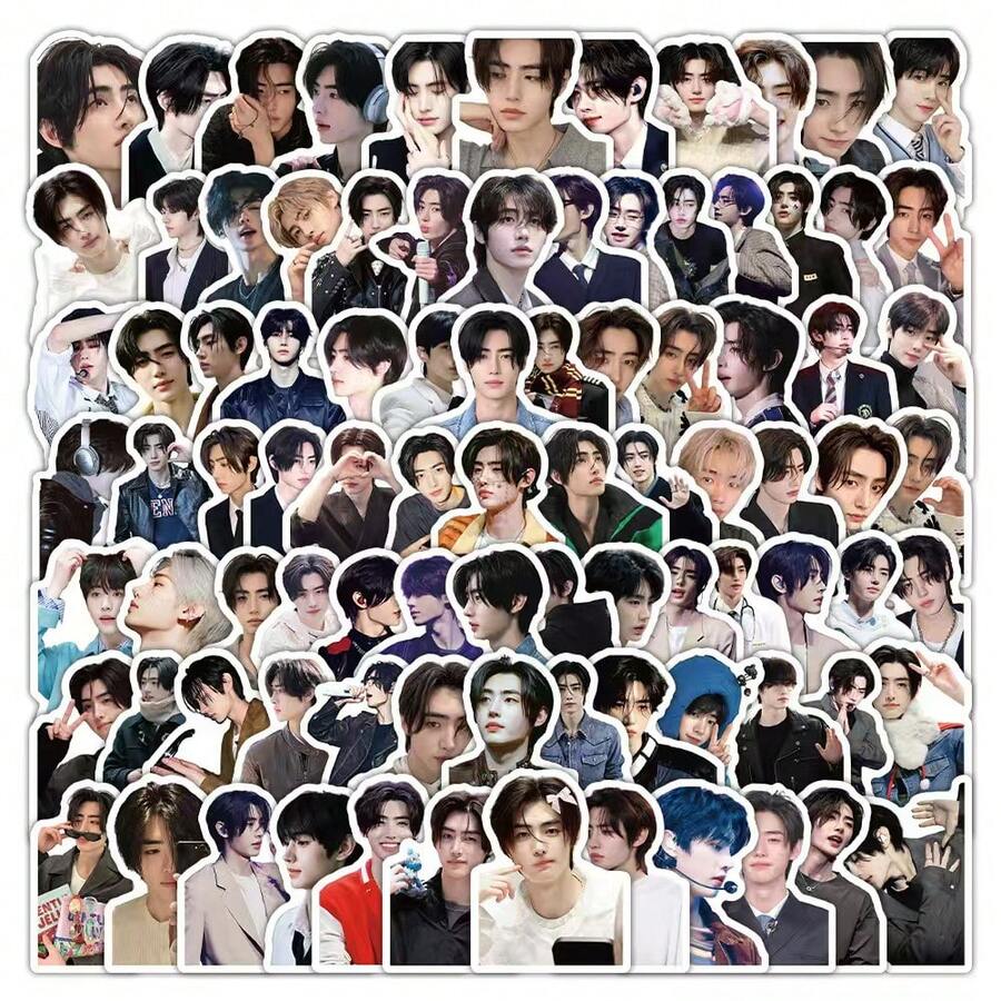 100pcs Unique Park Seo-Joon Celebrity Themed Stickers, Creative Ins Style Phone Case Decals - Multicolor - View 1