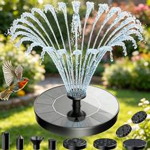 Outdoor Solar Fountain With Interchangeable Nozzles,Solar-Powered Floating Fountain Pump , DIY Solar Water Fountain Kit Natural Aesthetic, Easy Installation For Garden, Pond, Terrace, Pool, Courtyard & Rockery - Black - View 1