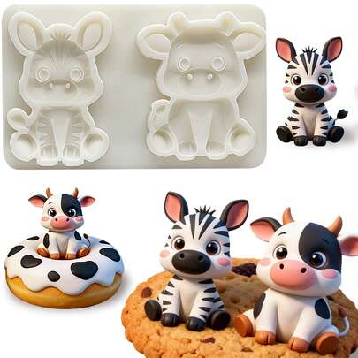 Zebra And Cow Candy Silicone Mold, Lively Bat Series Chocolate Fondant Mold, Reusable Silicone Mold Suitable For Jelly, Cookies, Cupcake Toppings, Dough, Pudding, Chewing Gum, Gummies, Modeling Clay, Pendants, Clay, Soap, Table Decorations, Plaster, And Resin