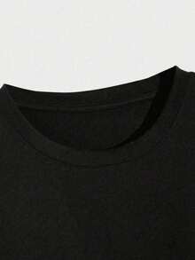 T-shirt à motif lettres BLA, respirant et confortable, coupe ample, vêtement d'extérieur pour homme, facile à porter et polyvalent, idéal au quotidien, disponible en grandes tailles. - Noir - Voir 3