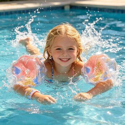 Children's Summer Outdoor Water Inflatable PVC Swimming Arm Floats, Suitable For Boys And Girls Water Swimming Training And Play, Holiday Party Water Play Swimming Supplies