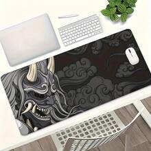 1 pieza Alfombrilla de escritorio grande con temática de samuráis - Alfombrilla extendida para teclado y ratón, adecuada para oficina y juegos, base de goma antideslizante, superficie suave - Compatible con PC, portátiles y escritorios de oficina - Tapete para ratón - Ver 3