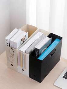 Vertical File Holder,Multi-Color Available, Foldable Thick Waterproof Paper Document Organizer Bin With Handle, Space Saving A4 Magazine Storage Rack For Office Desk Student Study Home - Multicolor - View 3