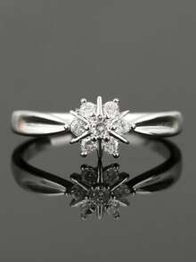1 pieza Anillo elegante y brillante de cobre, regalo para mujeres - R053 Plata - Ver 7