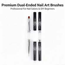 白色钻石双头凝胶刷头美甲笔多功能笔 - 黑與白 - 查看 1