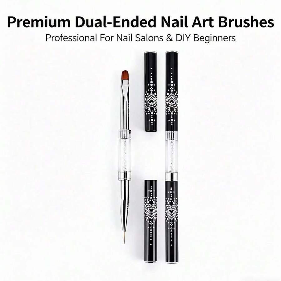 白色钻石双头凝胶刷头美甲笔多功能笔 - 黑與白 - 查看 1