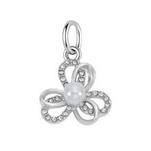 1pc Kawaii Animal & Flower Pearl Dangle Charms, Silver Plated Rhinestone Pendants For DIY Handmade Bracelet Necklace Jewelry Making - Silver - View 4