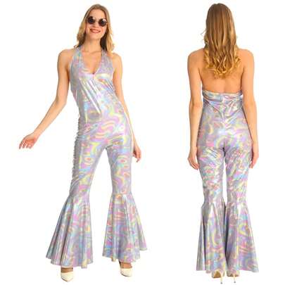 70s, 80s Disco Costume Adult Women Retro Rock Bell Bottoms Dance Party Performance Dress Up Party Set
