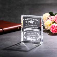 Acrylic Inspirational Graduation Gift, Rectangular Acrylic Decor, Middle/High School Graduation Gift For Him/Her, Son/Daughter Commemorative Gift, Creative Decoration, Suitable For Boys/Girls Office Desk Accessories Desk Accessories Office Supplies Office Accessories - Transparent - View 2