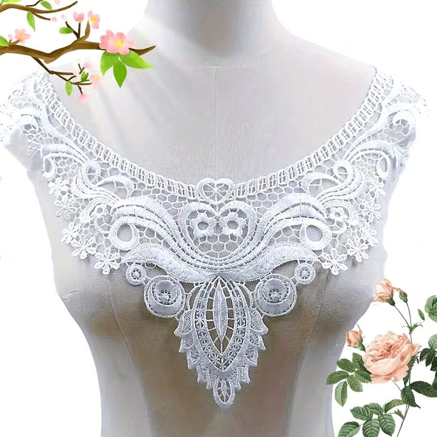 1 pieza Aplique de cuello de encaje bordado, accesorio de ropa para decoración de prendas DIY - 1 artículo - Ver 1