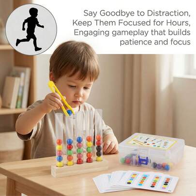 Montessori 5-Tube Clamping Beads Game For Kids, Interactive Color Sorting & Counting Learning Toy, Fine Motor Skills & Hand-Eye Coordination Training Aid, Parent-Child Interactive Early Educational Toy, Montessori Toy For Kids Aged 3+, Preschool Concentration & Patience Building Teaching Aid