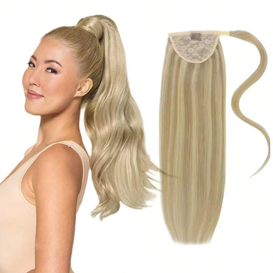 Straight Ponytail Human Hair Wrap Around Remy Ponytail Hair Extension Natural Thick Real Hair For Women